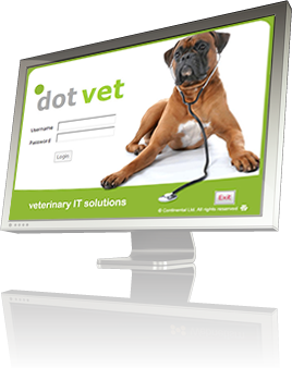 a computer monitor displaying the dotvet login screen